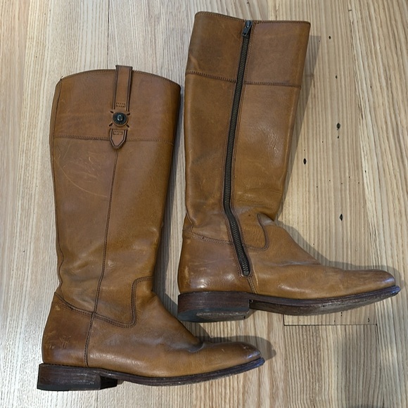 Frye Jayden Button Tan Cognac Leather boots Size 9 1/2 - Picture 2 of 12